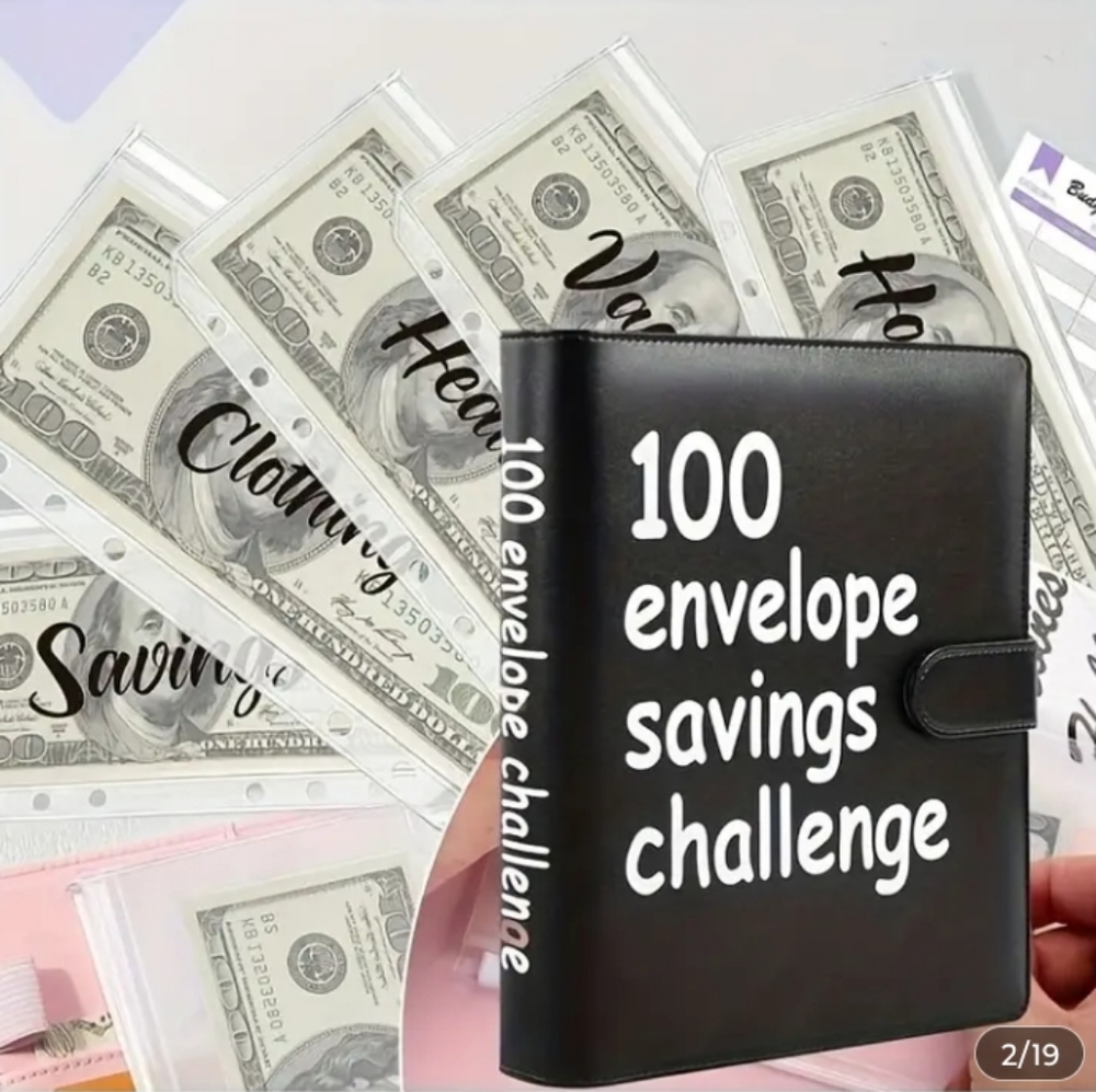 Budget Planner 100 Envelope Savings Challenge Binder - Dark Green - Picture 2 of 8